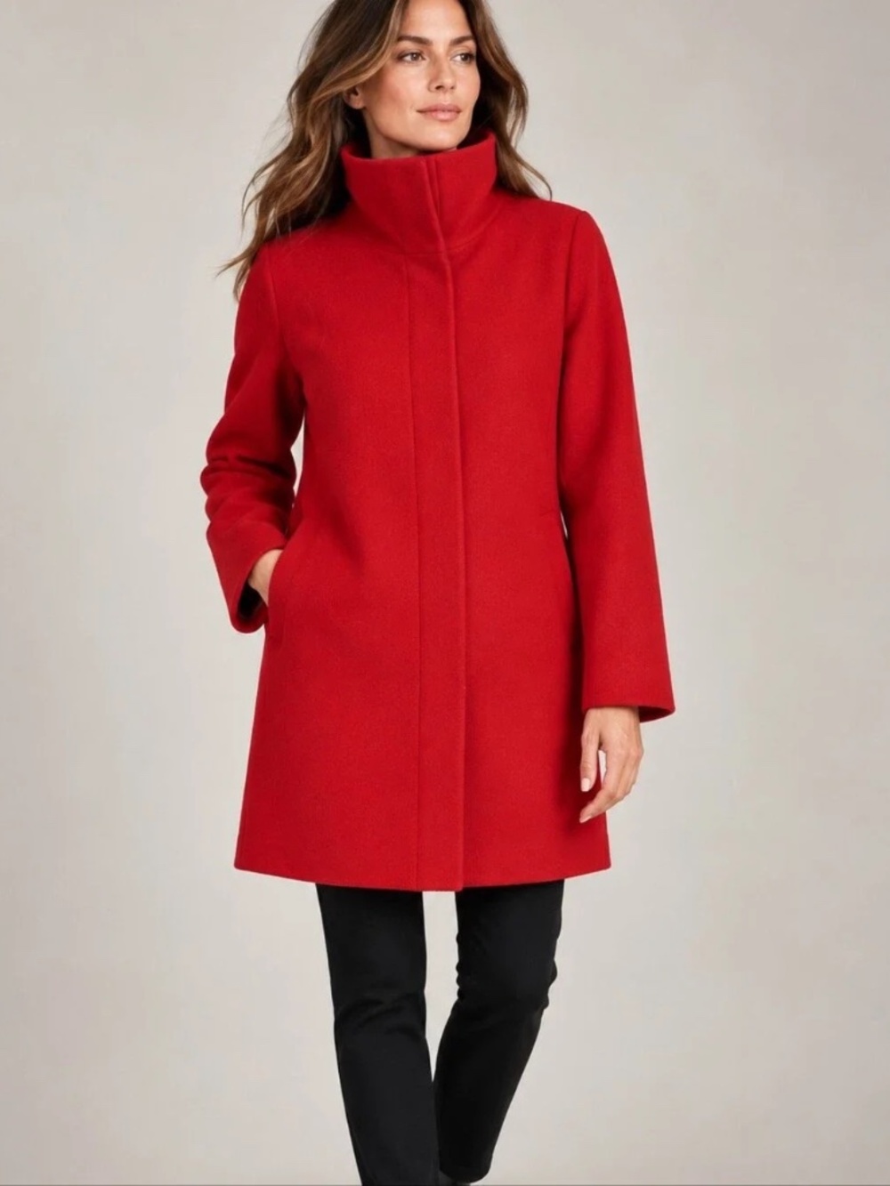 PENDLETON Wool Cascade Campbell Funnel Neck Coat Glacier Stripe Lining Red XL